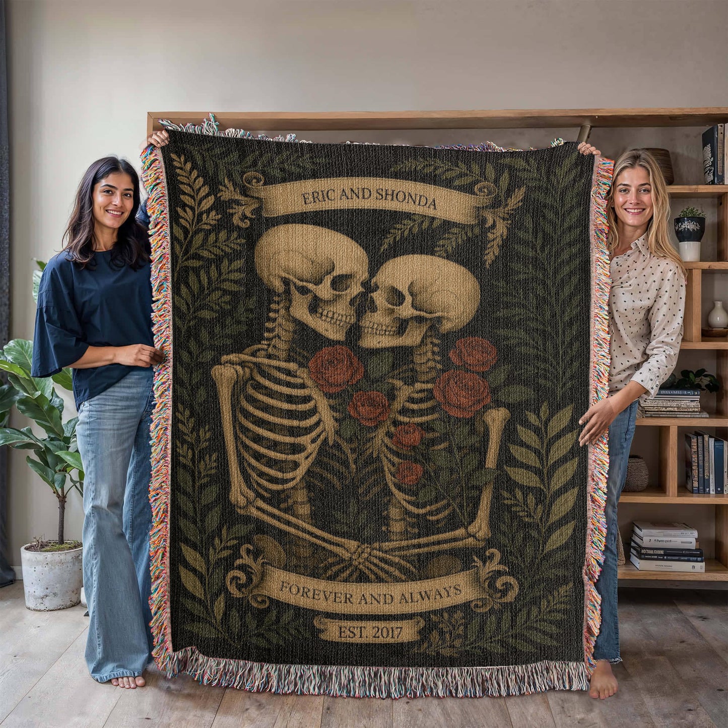 Skeleton Lovers Personalized Blanket – Forever & Always