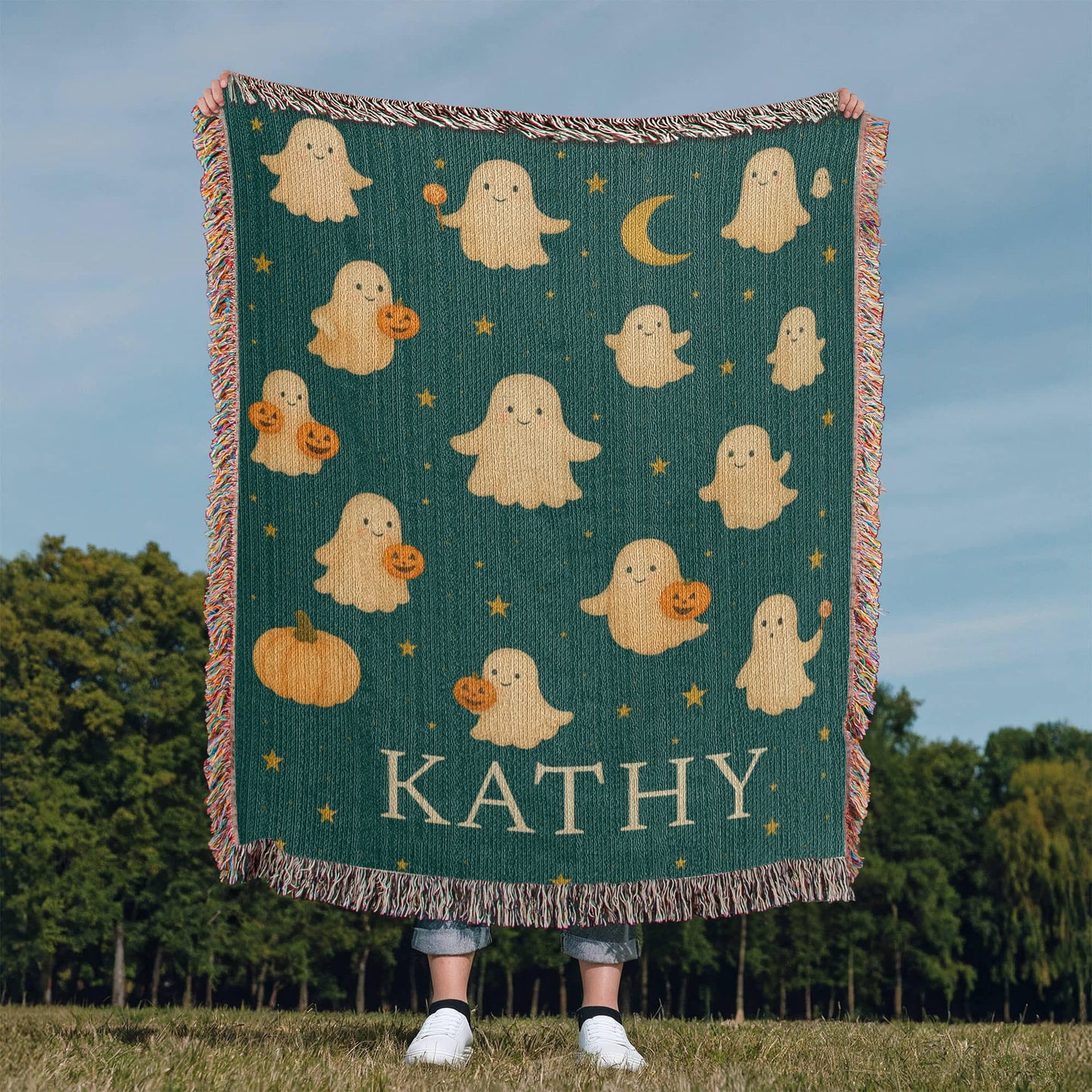 Personalized Halloween Baby Blanket – Cute Ghost Design
