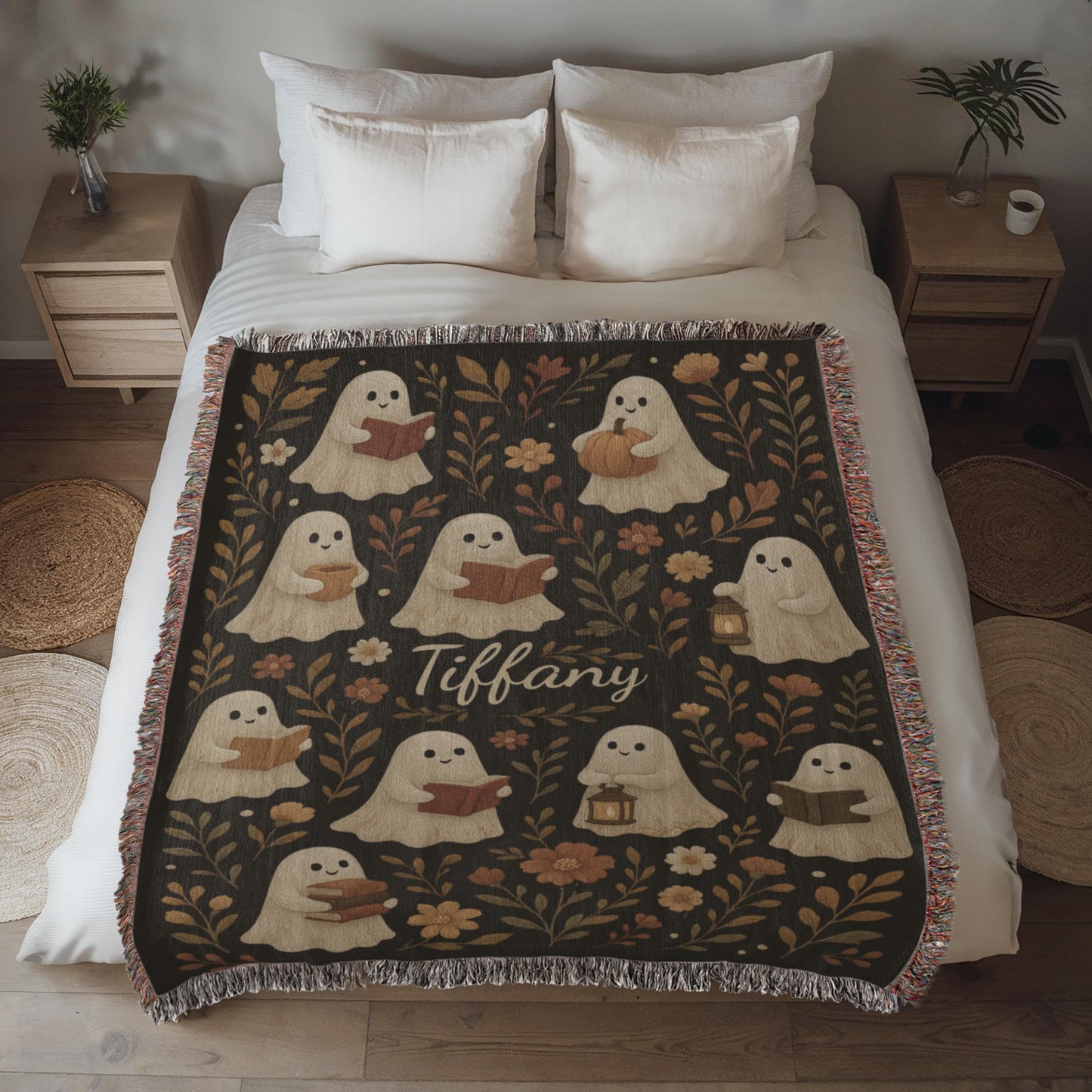 Personalized Ghost Reading Blanket | Spooky Fall Home Decor Gift