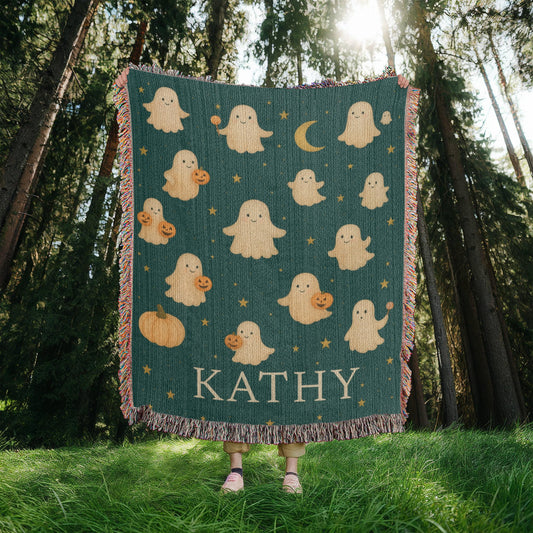 Personalized Halloween Baby Blanket – Cute Ghost Design