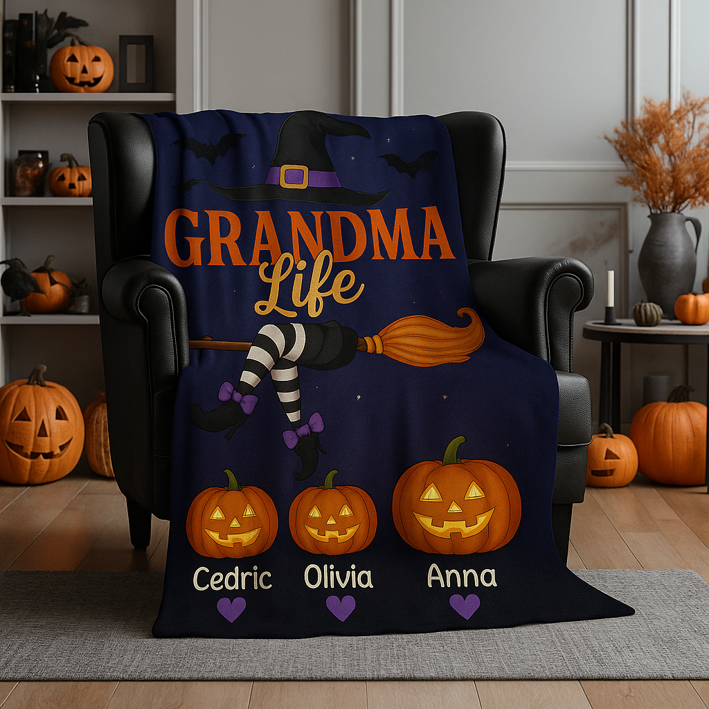 Grandma Life Halloween Blanket – Cozy Halloween Gift for Nana