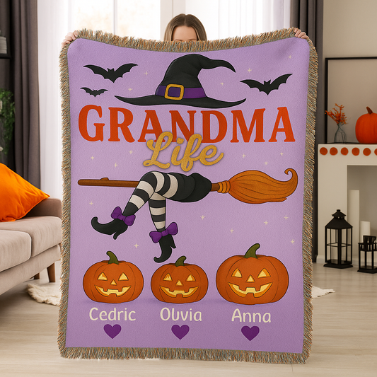 Grandma Life Halloween Blanket – Cozy Halloween Gift for Nana