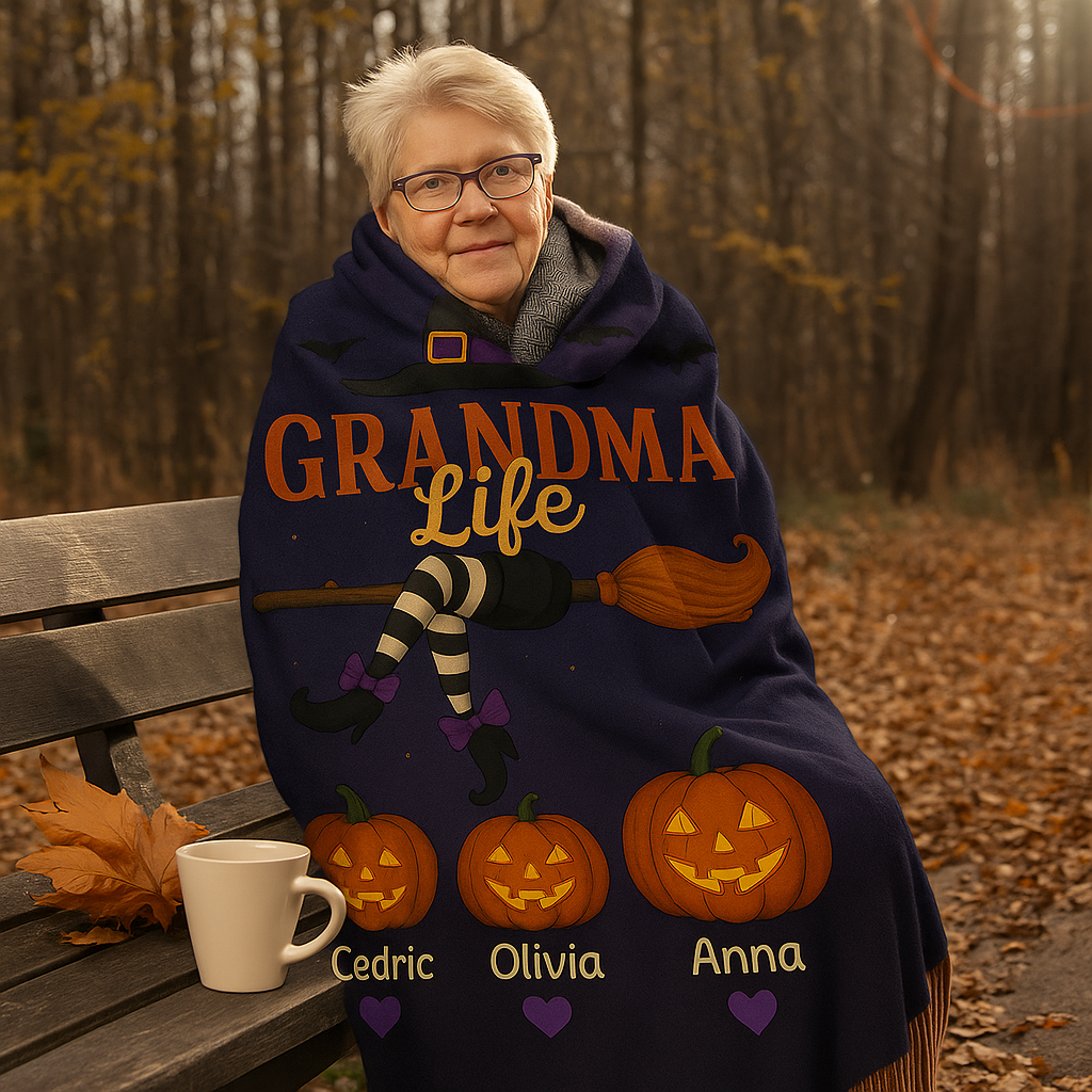 Grandma Life Halloween Blanket – Cozy Halloween Gift for Nana