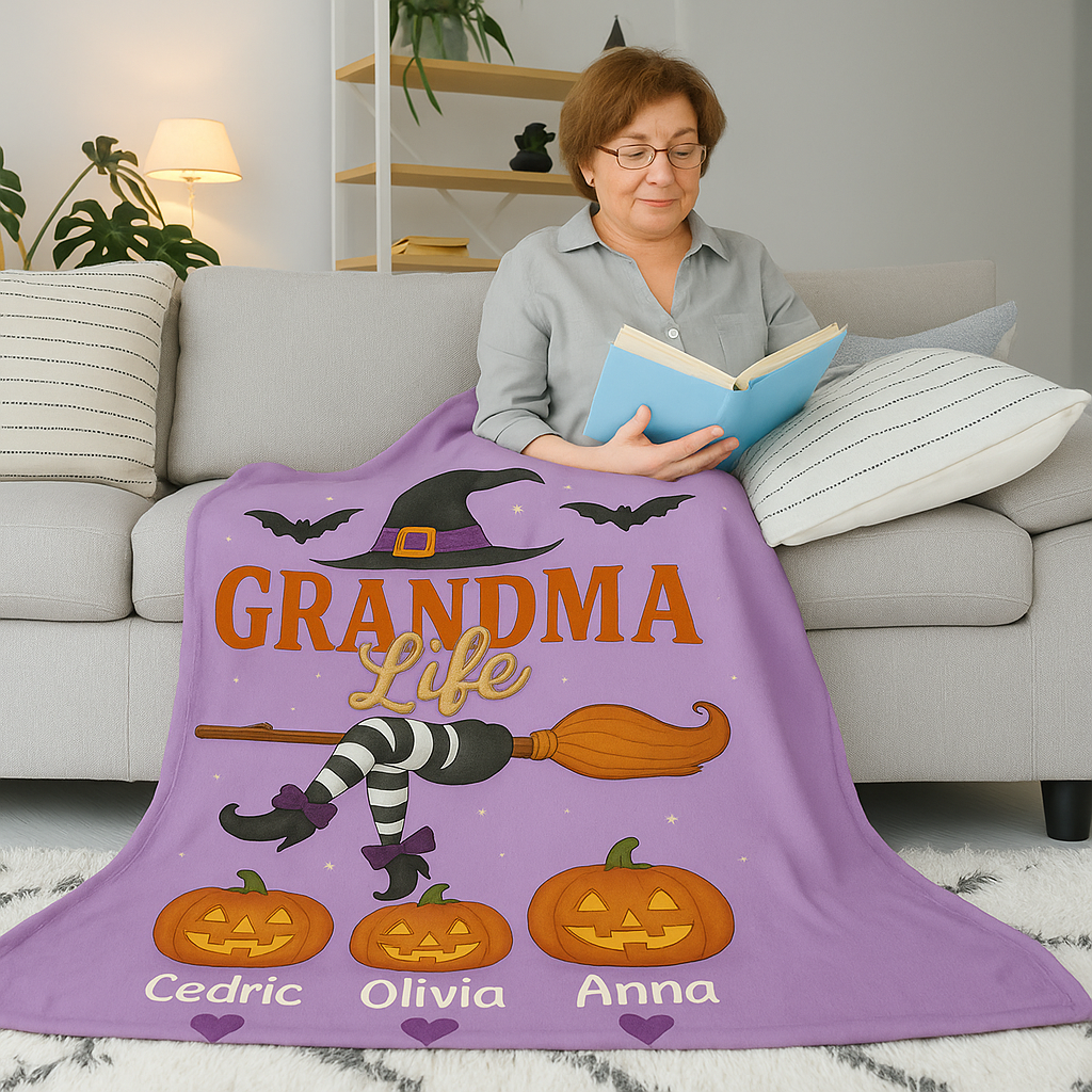 Grandma Life Halloween Blanket – Cozy Halloween Gift for Nana