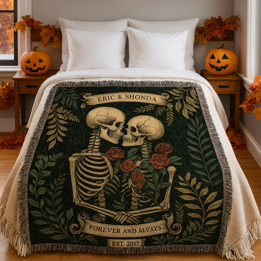 Skeleton Lovers Personalized Blanket – Forever & Always