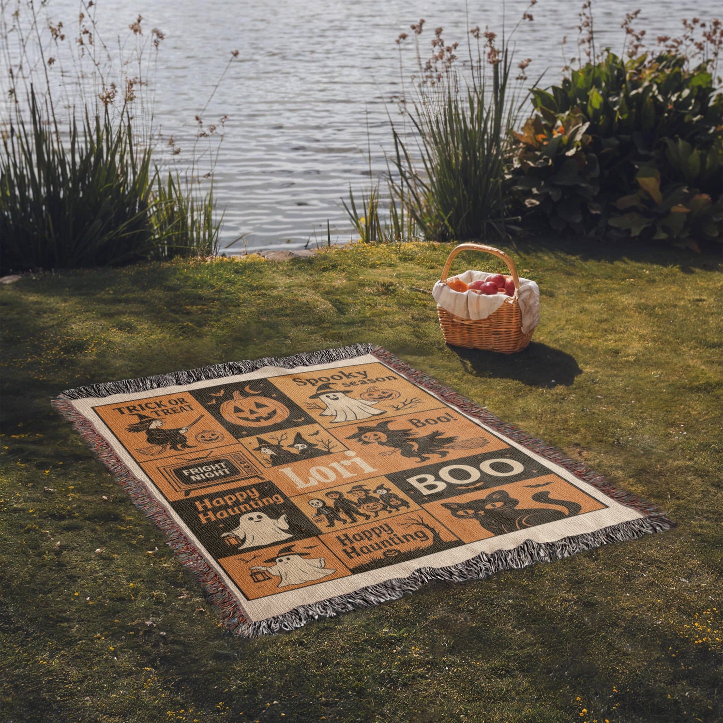 Personalized Halloween Ghost Patchwork Blanket