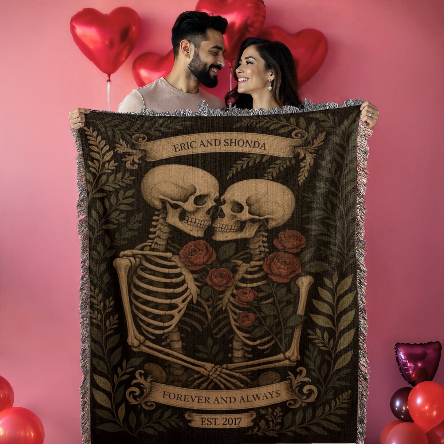 Skeleton Lovers Personalized Blanket – Forever & Always