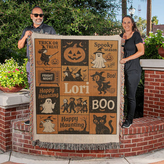 Personalized Halloween Ghost Patchwork Blanket