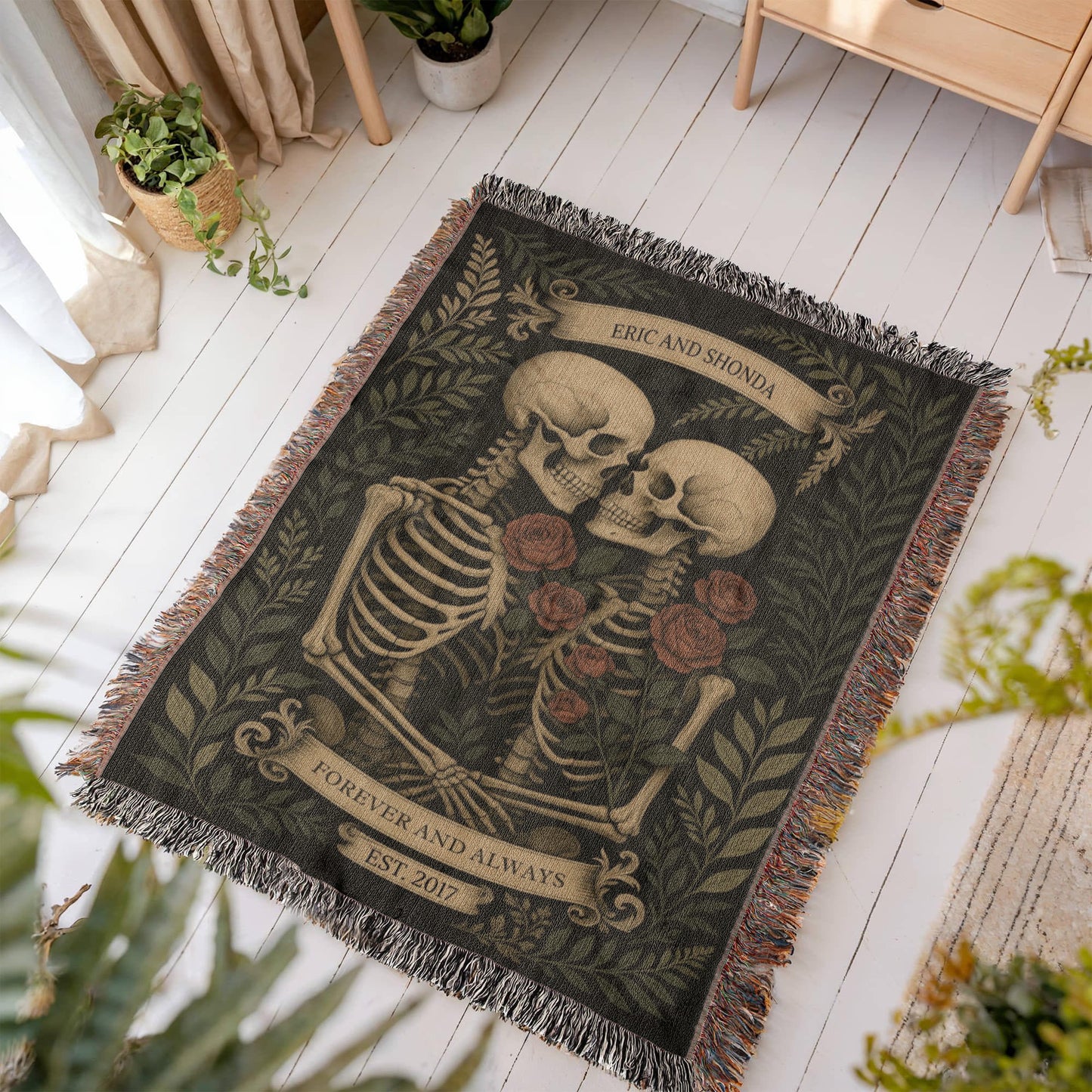 Skeleton Lovers Personalized Blanket – Forever & Always