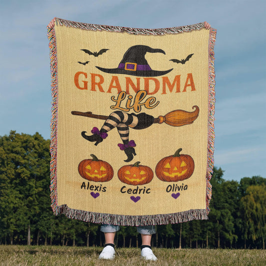 Grandma Life Halloween Blanket – Cozy Halloween Gift for Nana